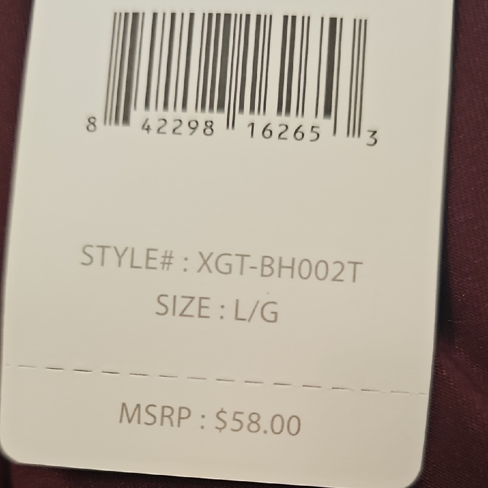 X By Gottex Long Sleeve Top Burgundy W/Black Mesh Size Large NWT - Picture 5 of 6
